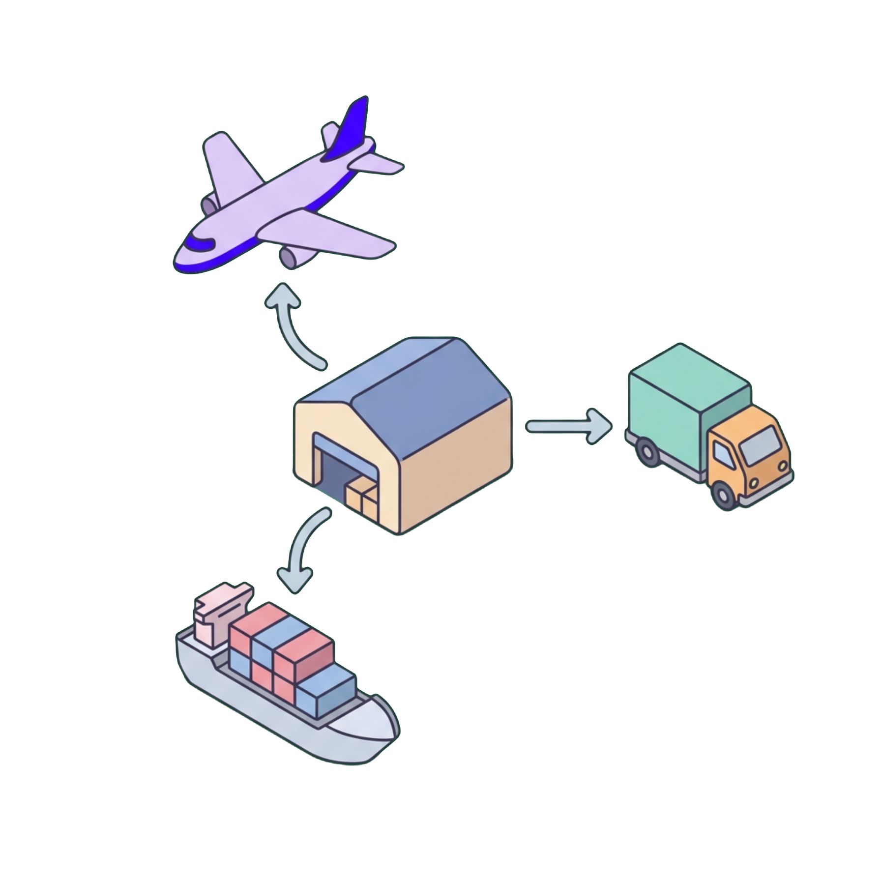 Warehouse with delivery routes